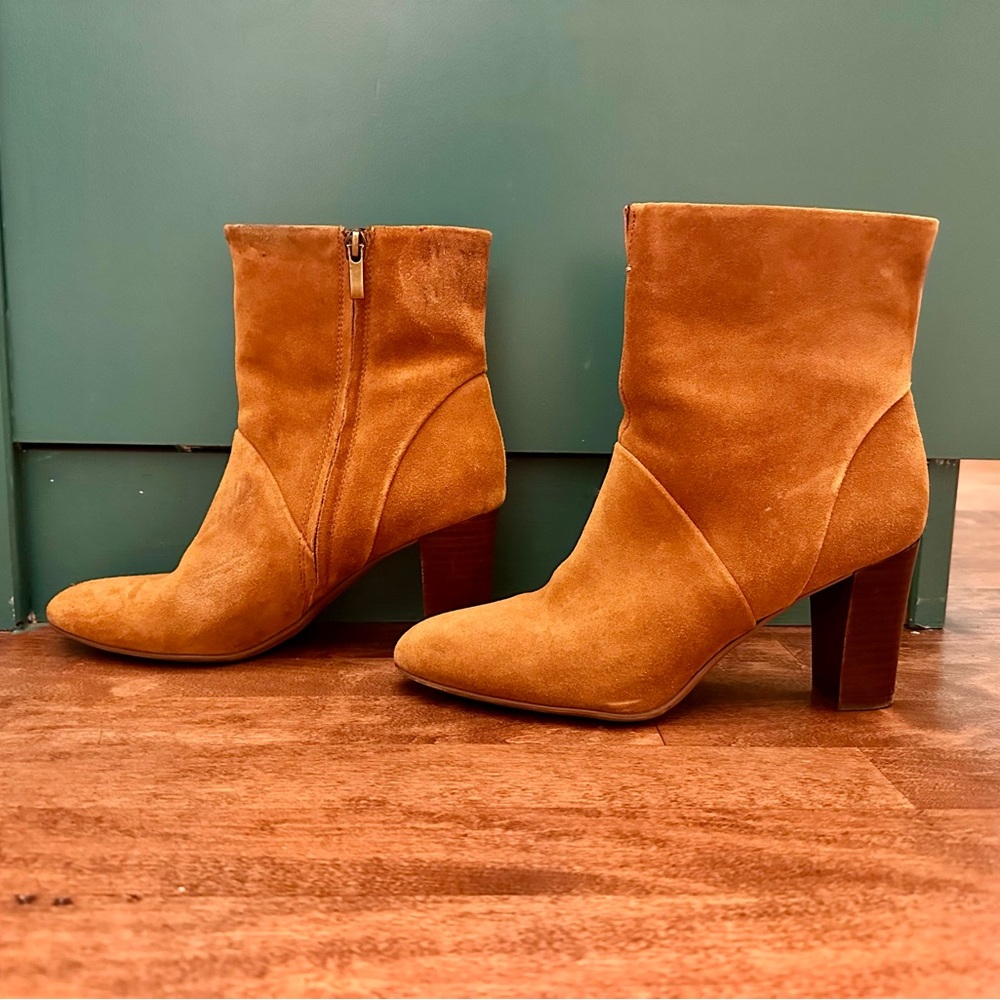 Suede Cognac Franco Sarto Heeled Boots